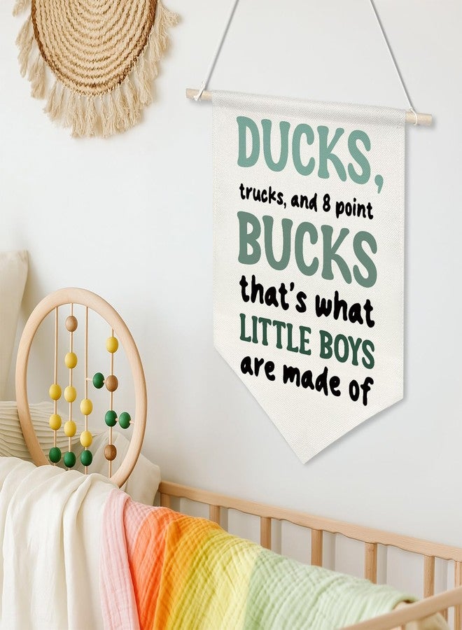 ZTGDA Boys Room Wall Banner-Ducks, Trucks, and Bucks-Canvas Hanging Poster, Western Country Woodland Baby Nursery Wall Art for Boys Room, Toddler Playroom Decor, Gift for New Parents or Baby Shower 16x11inch (KD20) - Image 3